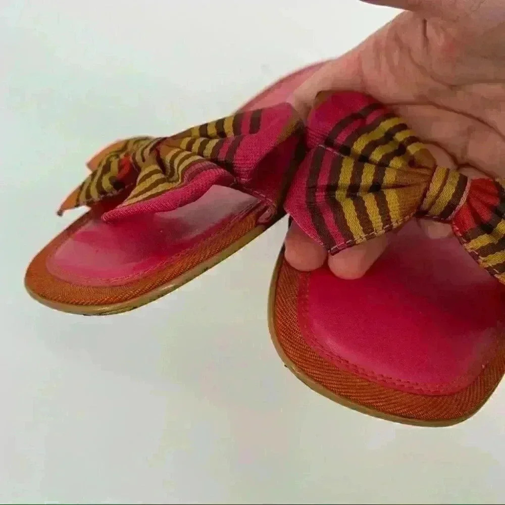 Unisa womens sandals size 6.5 Carissa multicolored bow stripes square toe 90s - Picture 5 of 12